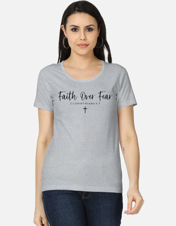 Faith Over Fear – Modern Minimalist Cross Tee - EverJoy Store