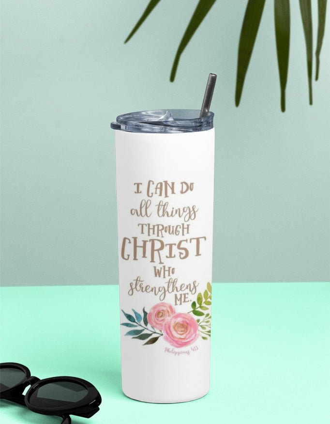 Philippians 4:13 Floral Insulated Tumbler - EverJoy Store