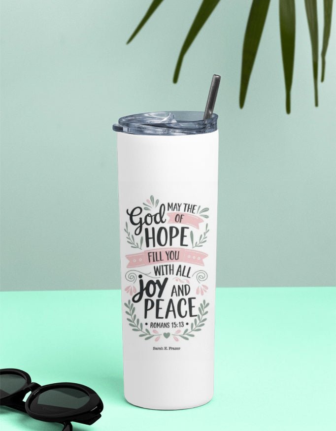 Romans 15:13 Joy & Peace Ribbon Tumbler - EverJoy Store