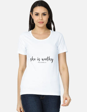 She Is Worthy – Proverbs 31 Inspired Women’s Tee - EverJoy Store